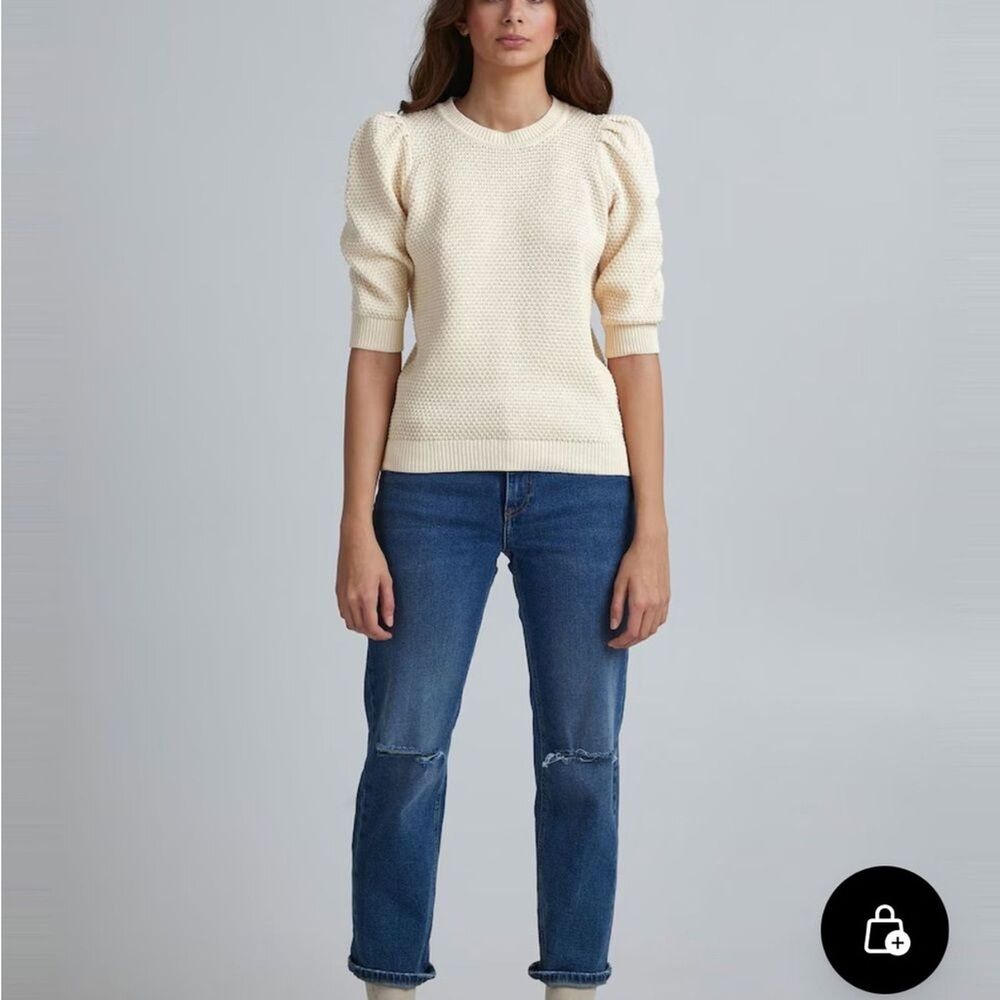 B.young (Danish brand) Women's Ivory Seed Stitch Knit Sweater in Cream Sz S